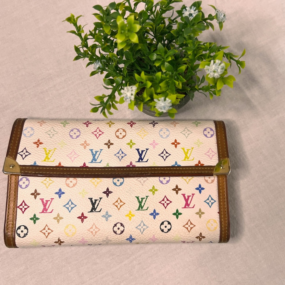 Takashi Murakami X Louis Vuitton White Monogram Multicolored Wallet